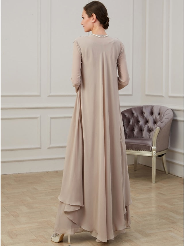 Long V Neck A Line Gown for the Mother of the Bride