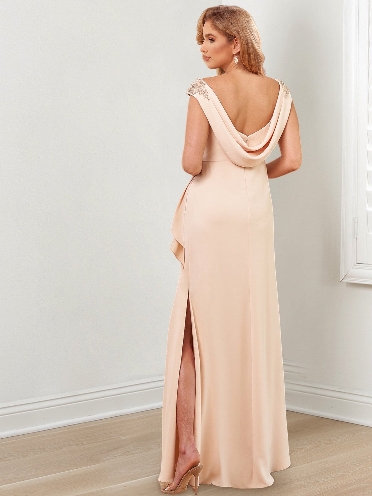 Long V Neck Sheath Mother of the Bride Gowns