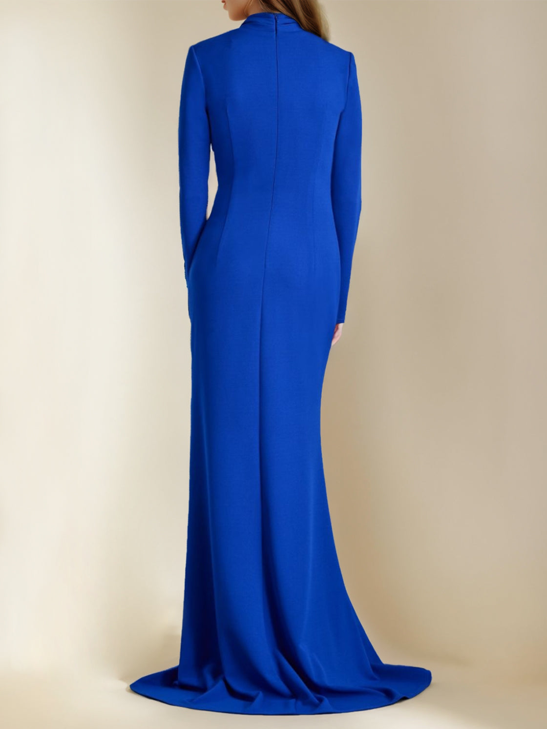 Long V Neck Trumpet Mother of the Bride Dress with Mermaid Silhouette and Side Split