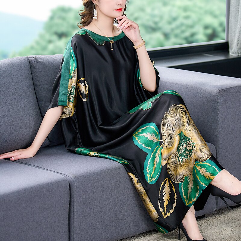 Vintage Elegant Patchwork O-Neck Loose Maxi Dress