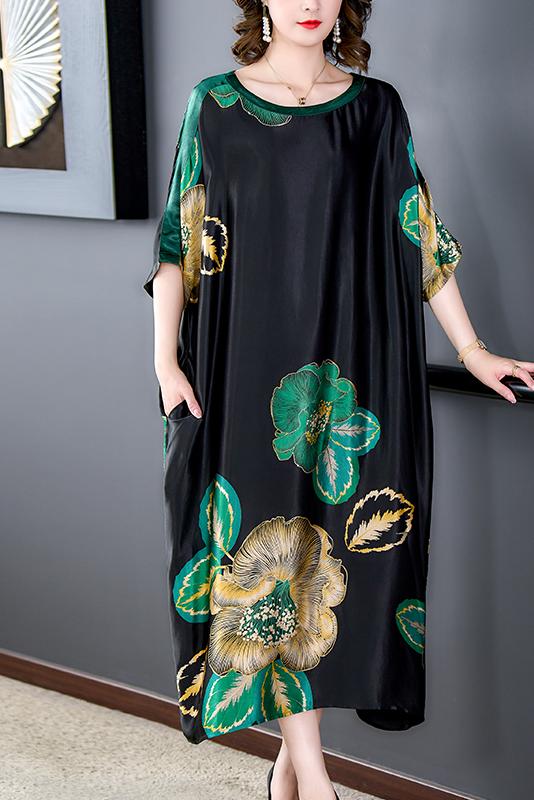 Vintage Elegant Patchwork O-Neck Loose Maxi Dress