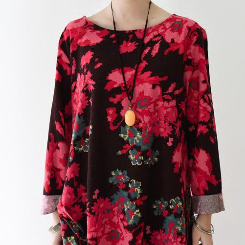 Floral oversized linen maxi dress fall cotton dresses
