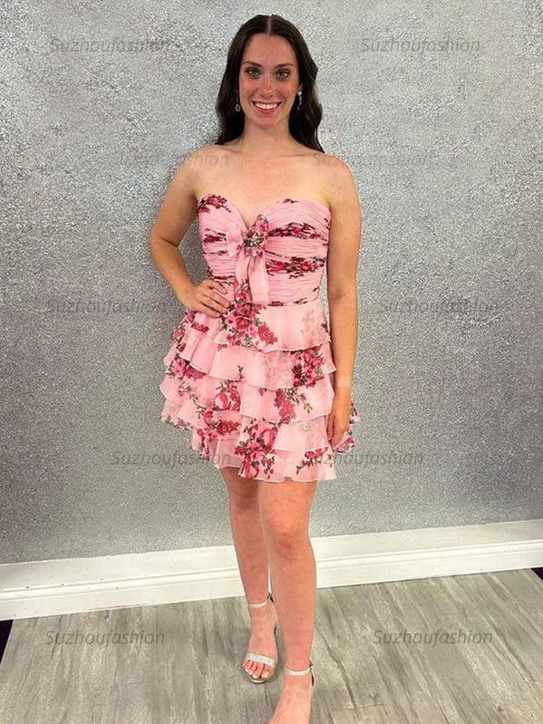 Suzhoufashion Flower A-Line Tiered Tulle Sweetheart Homecoming Dress
