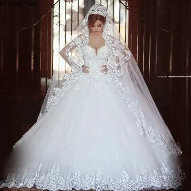Formal Dresses Long Sleeve Wedding Dress Bridal Robe Ball Gown Special Occasion Dresses Bride Women Princess Trend Fairy by payinti