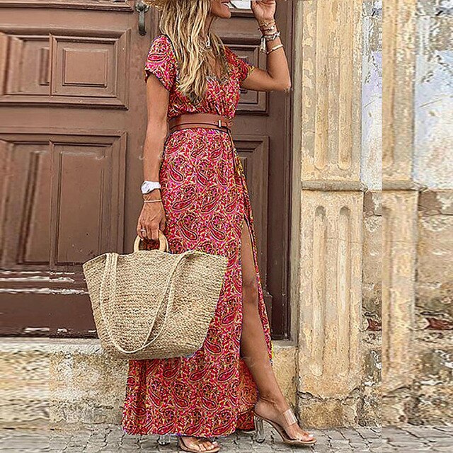 Michela Retro Paisley Print Boho Dress for Women Soft Comfortable Fit