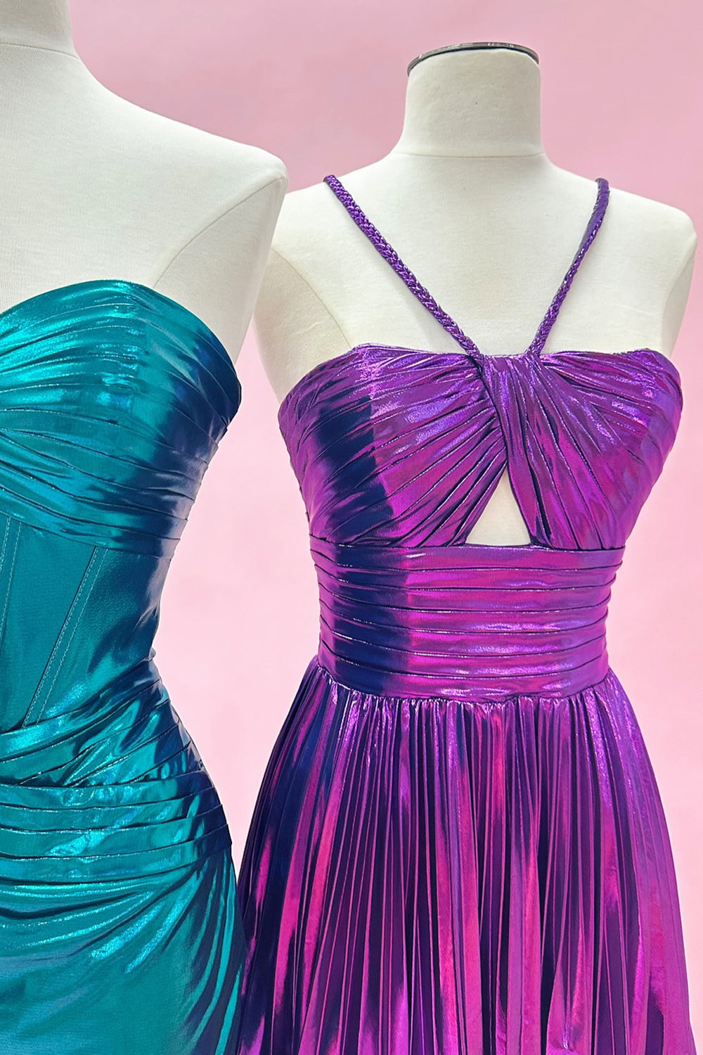 Fuchsia Homecoming Dresses A-Line Halter Pleated Short Cocktail Dresses