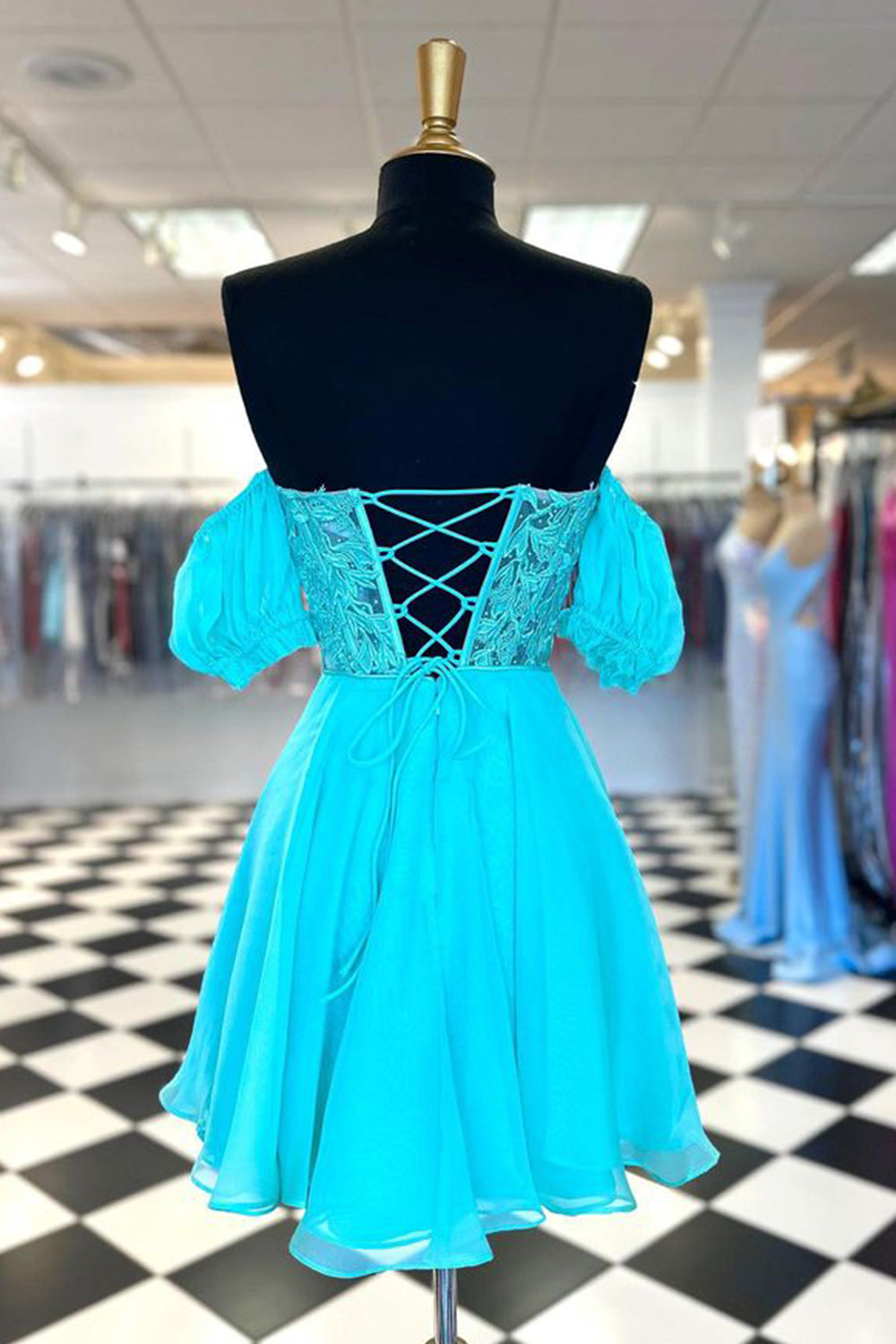 Fuchsia Homecoming Dresses Lace-Up Back A-Line Short Cocktail Dresses with Lace