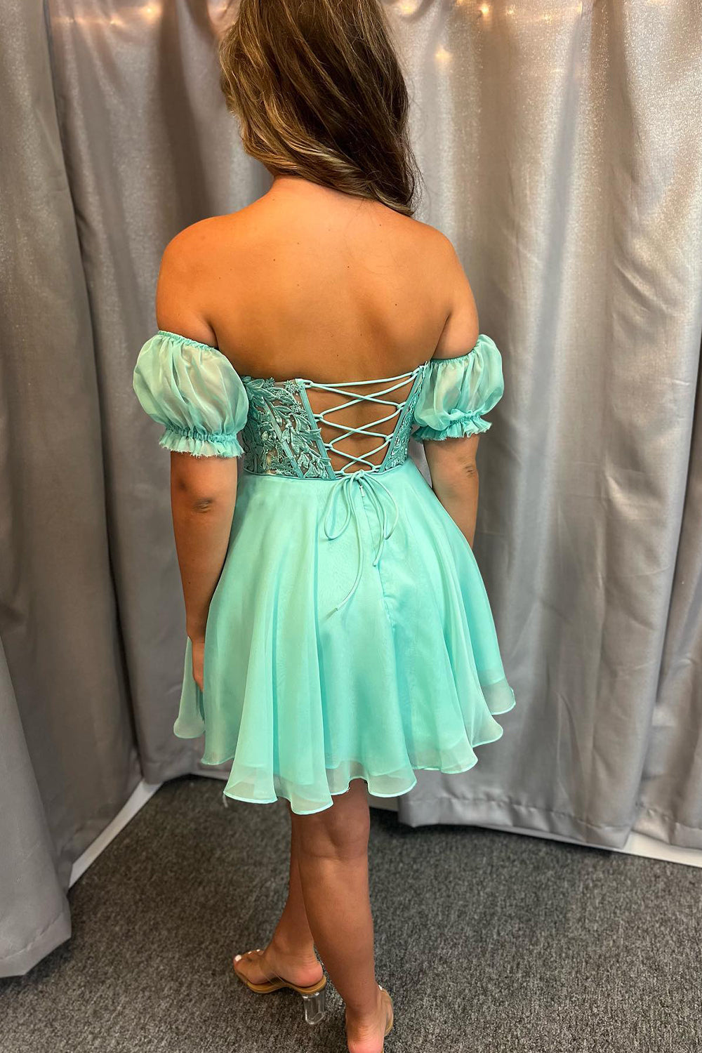 Fuchsia Homecoming Dresses Lace-Up Back A-Line Short Cocktail Dresses with Lace