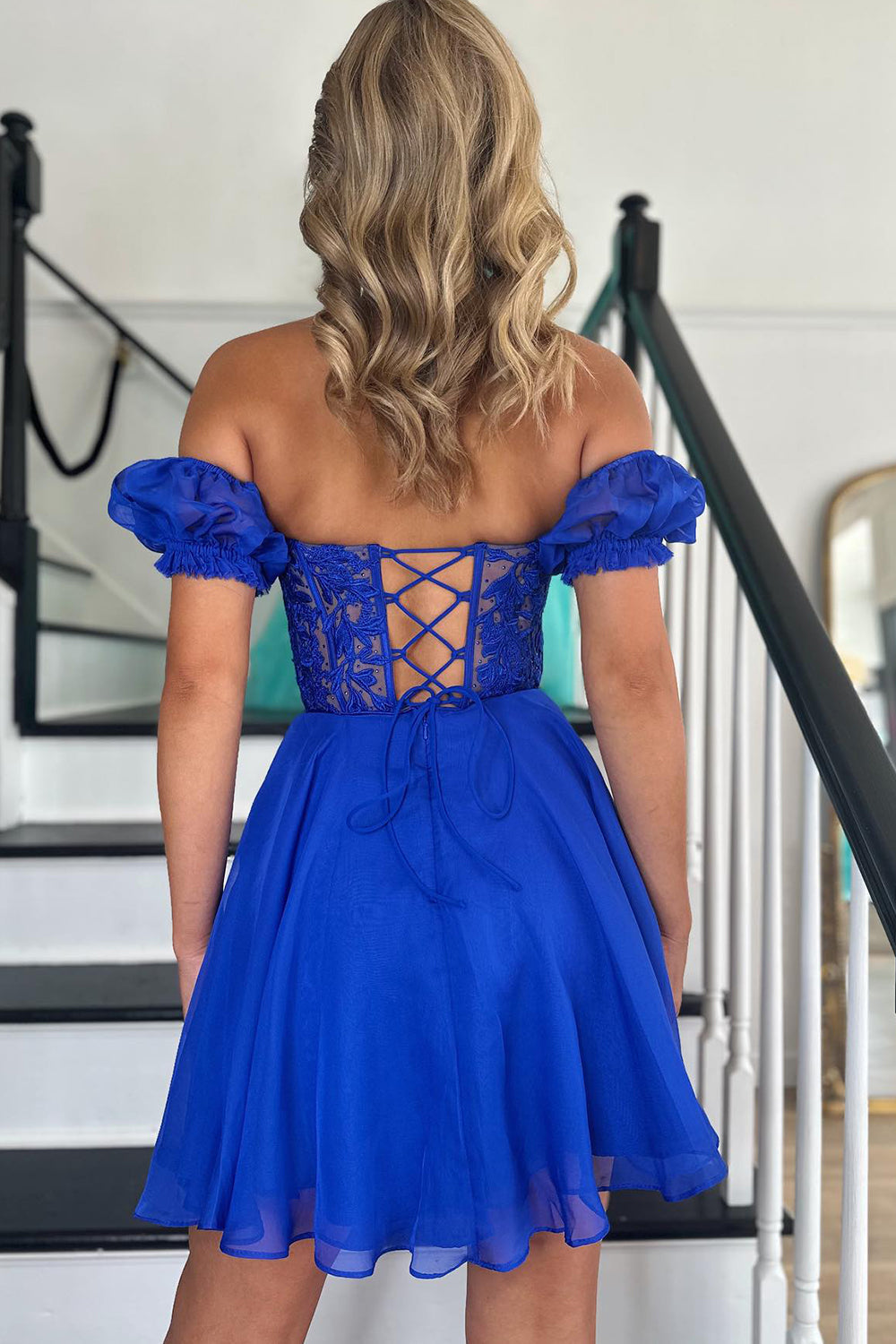 Fuchsia Homecoming Dresses Lace-Up Back A-Line Short Cocktail Dresses with Lace