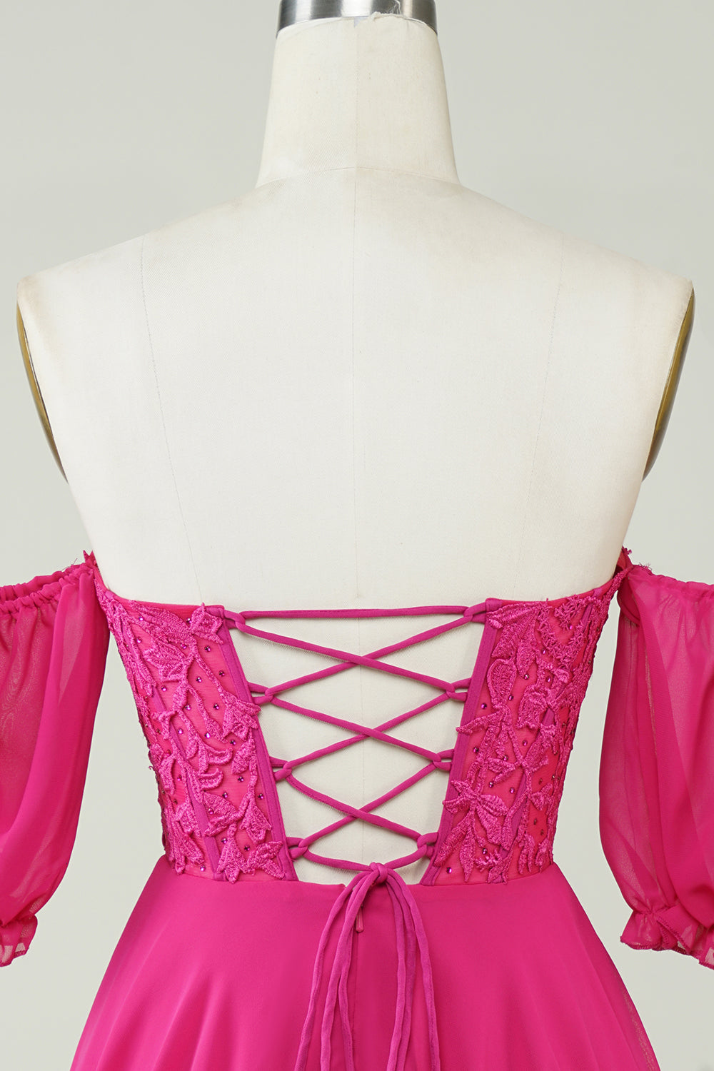 Fuchsia Homecoming Dresses Lace-Up Back A-Line Short Cocktail Dresses with Lace