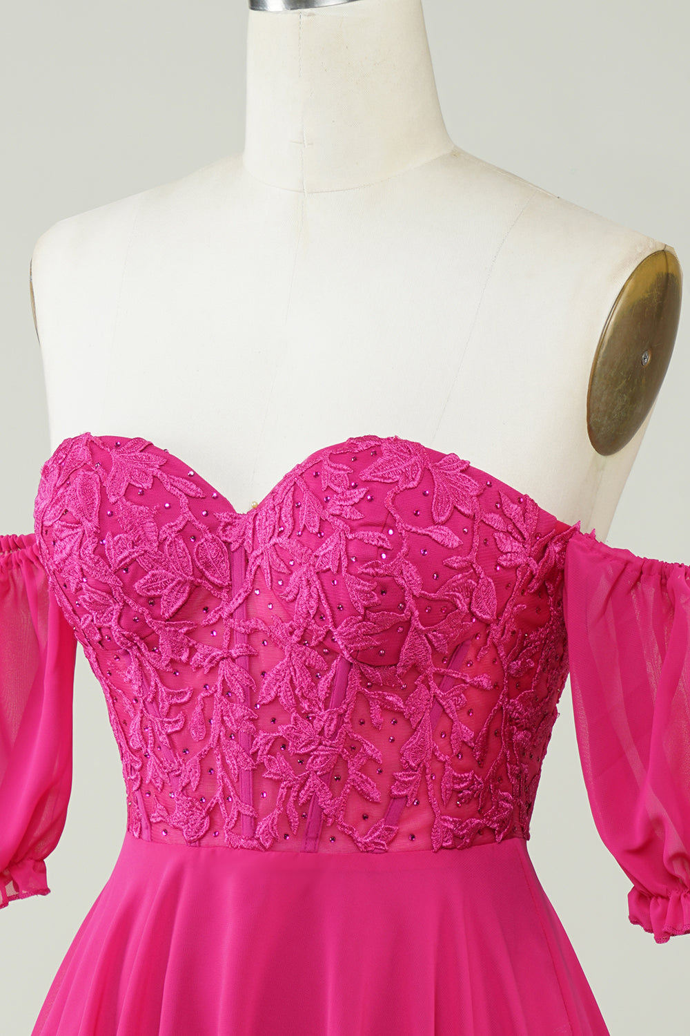 Fuchsia Homecoming Dresses Lace-Up Back A-Line Short Cocktail Dresses with Lace