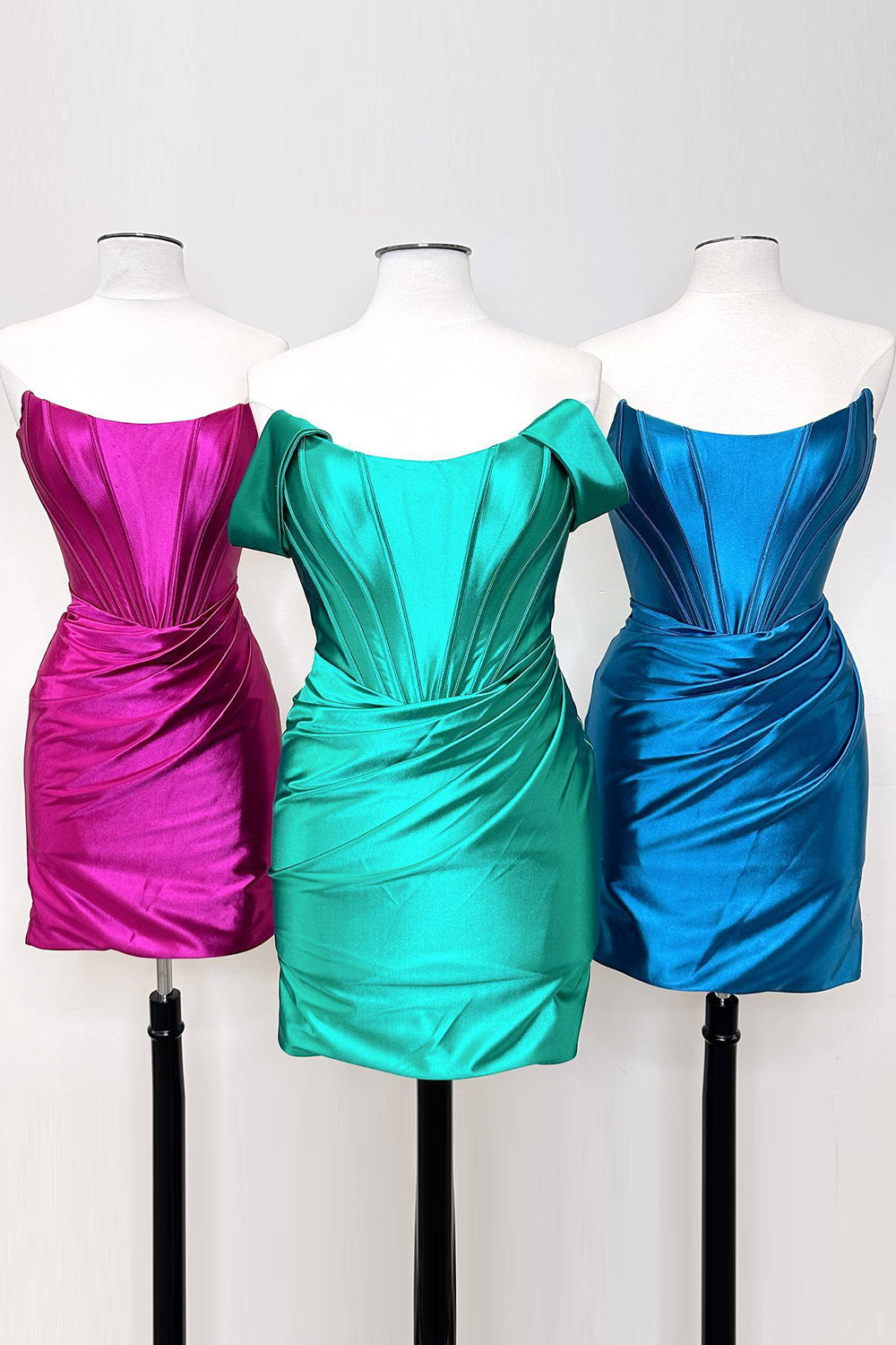 Fuchsia Homecoming Dresses Off the Shoulder Ruched Tight Prom Dress