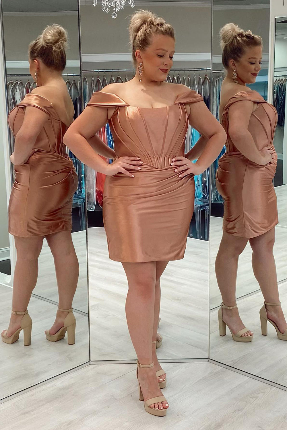 Fuchsia Homecoming Dresses Off the Shoulder Ruched Tight Prom Dress