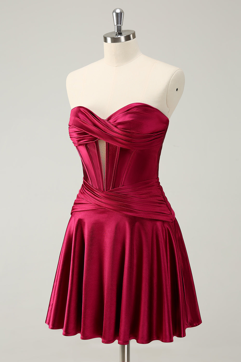 Fuchsia Homecoming Dresses Strapless Corset A Line Short Cocktail Dresses