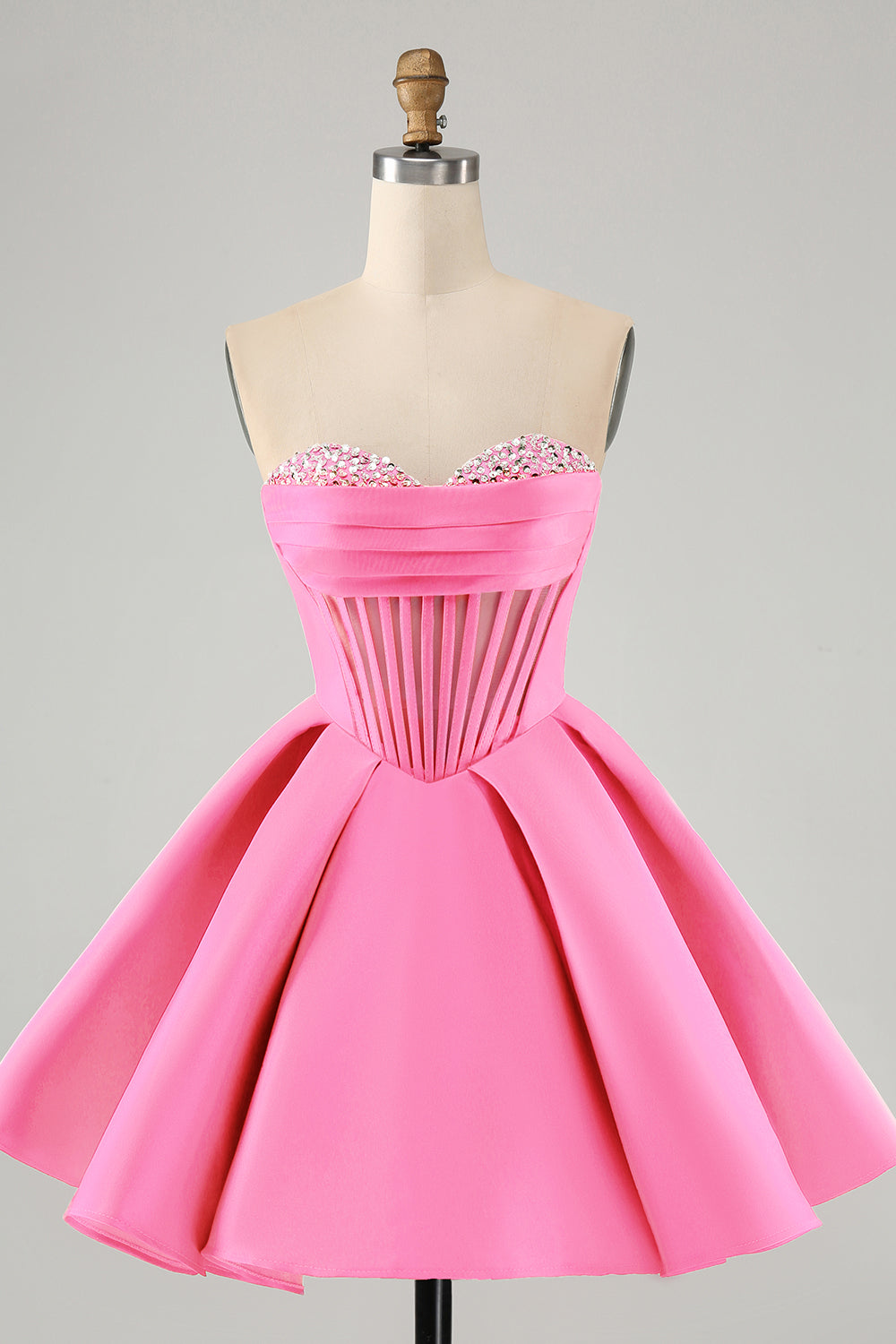 Fuchsia Homecoming Dresses Strapless Corset Beaded Tight Short Cocktail Dresses