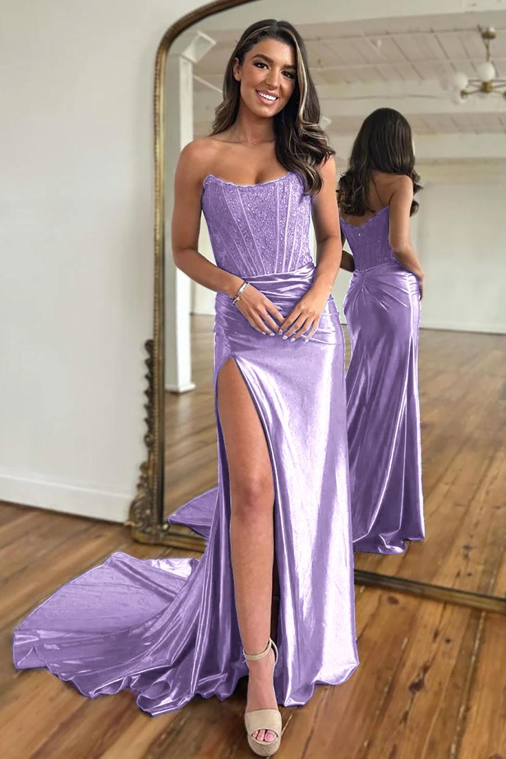 Fuchsia Prom Dress Sheath Corset Long Formal Dress With Lace