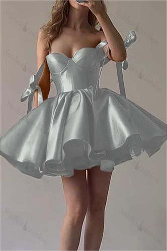 Fuchsia Satin Sweetheart Sleeveless Short Homecoming Dress With Ruffles