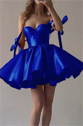 Fuchsia Satin Sweetheart Sleeveless Short Homecoming Dress With Ruffles