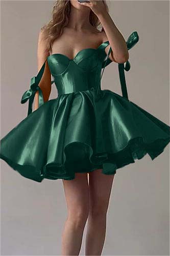 Fuchsia Satin Sweetheart Sleeveless Short Homecoming Dress With Ruffles