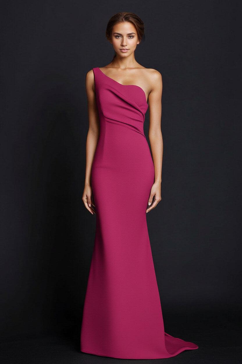 One Shoulder Khaki Wedding Guest Dress Mermaid Long Formal Dress