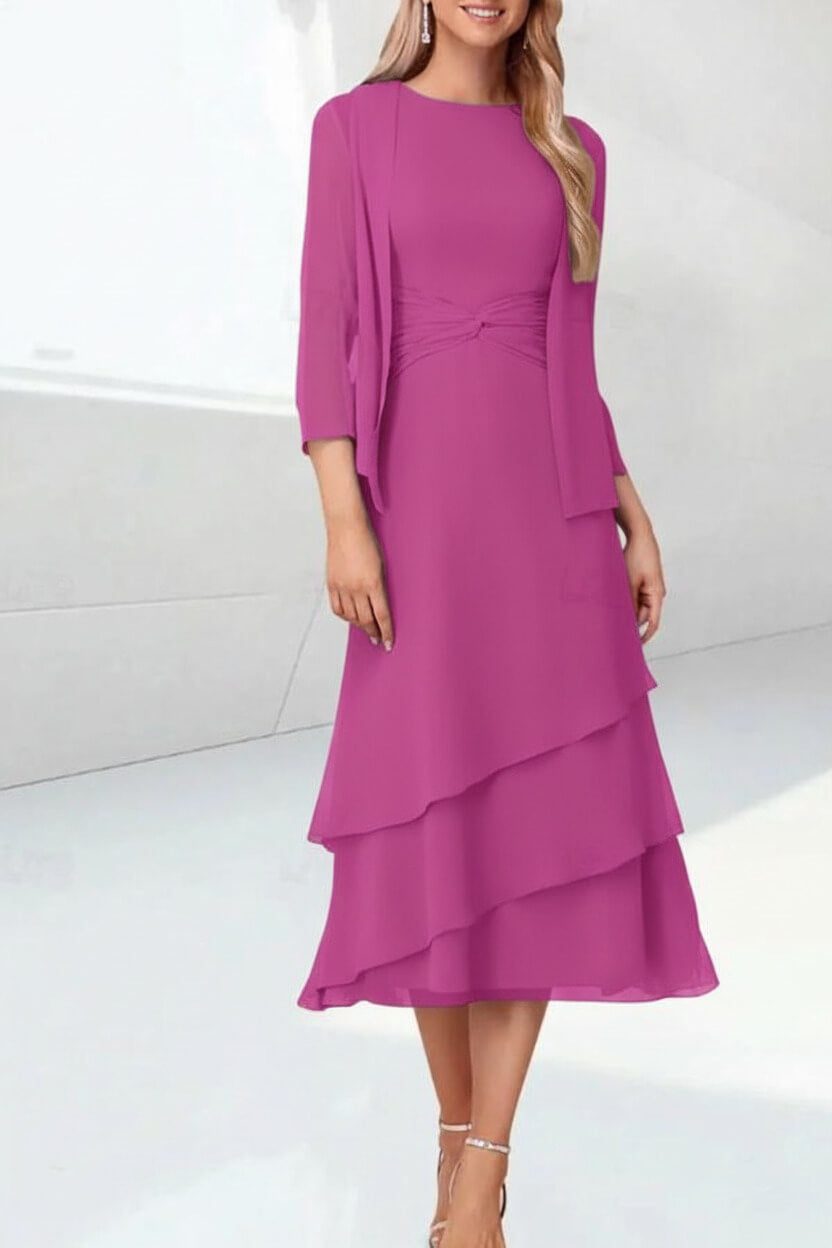 Mint Green Mother of the Bride Dress Chiffon Two Piece Wedding Guest Dress