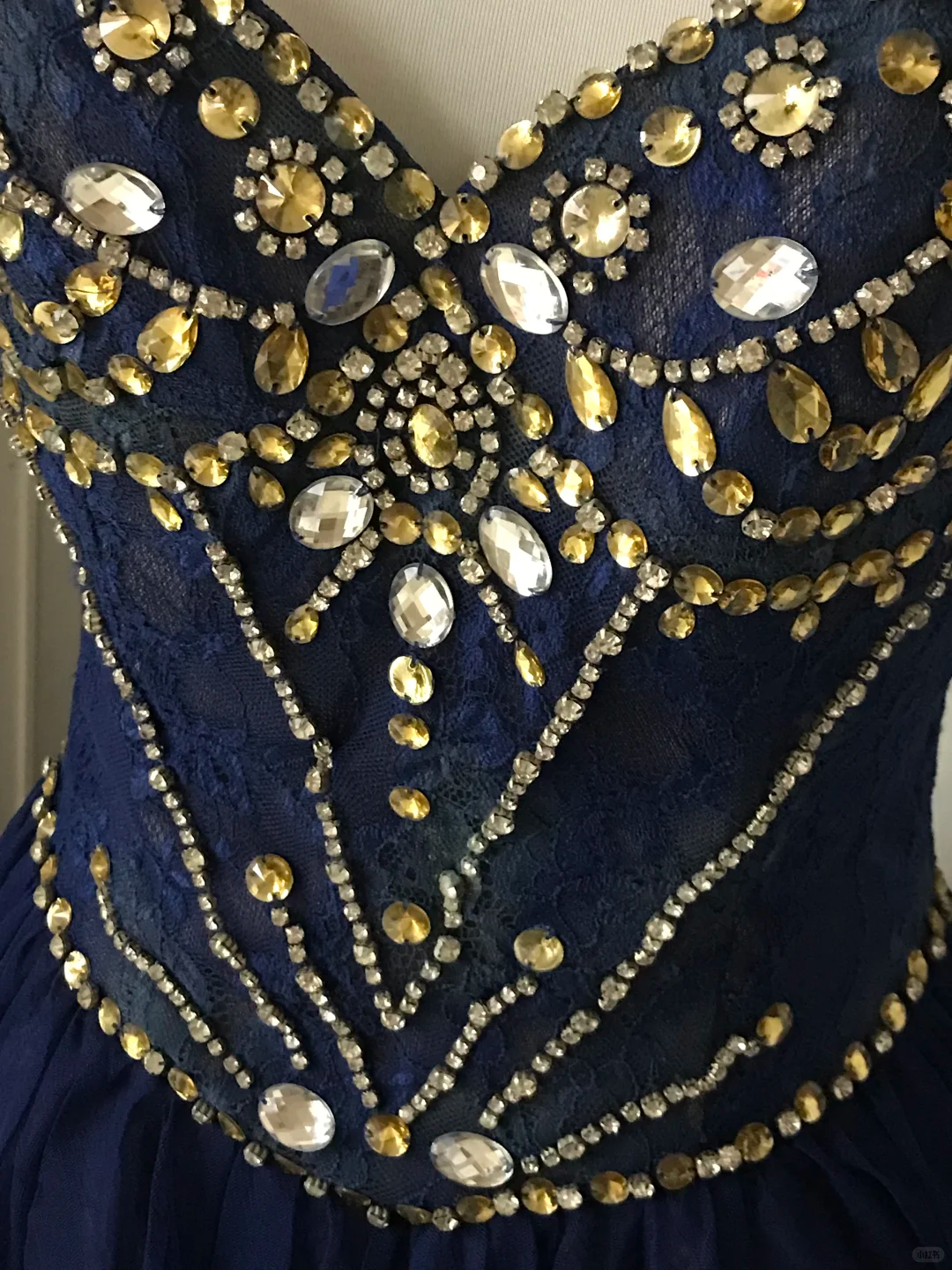 Vintage Navy Blue Lace Beaded A Line Homecoming Dress Short Party Dress - View 7 | VelvetHem