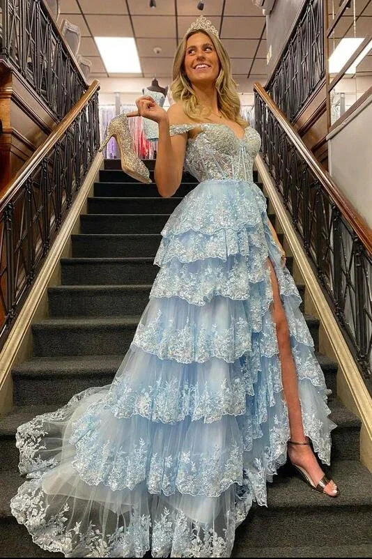 Sparkly Prom Dress with Slit Skirt, Wedding Dress, Graduation School Party Gown Y1812 by simplepromdress