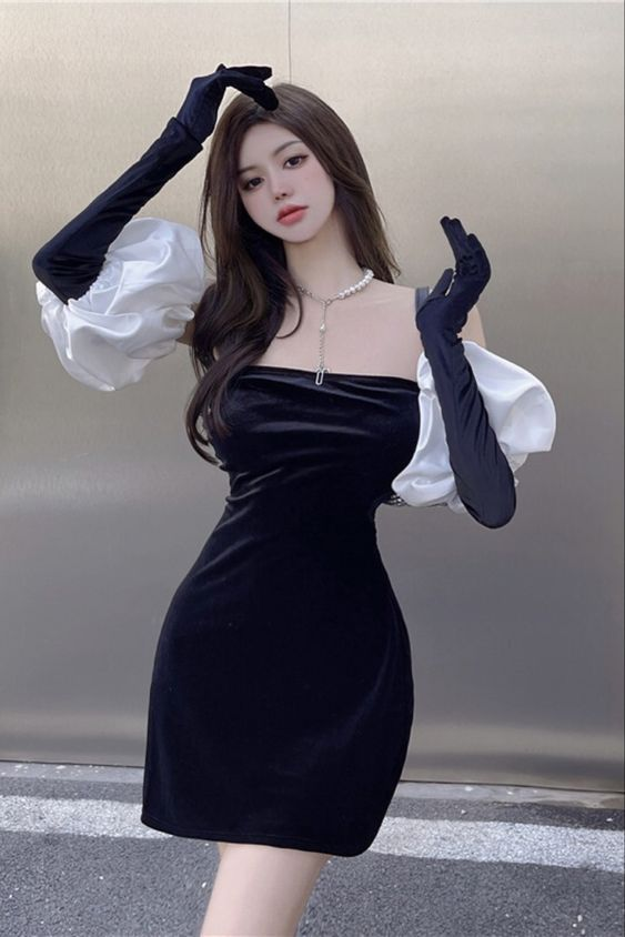 Sexy Black Strapless Homecoming Dress Black Party Dress Y2381 - VelvetHem