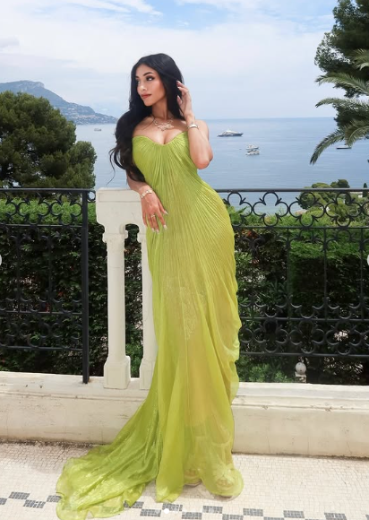 Chic Strapless Green Spaghetti Straps Ruched Evening Dress Long Party Party Dress - View 3 | VelvetHem