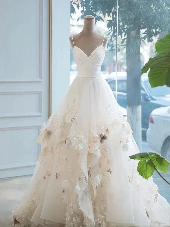 A Line Straps Wedding Dress ,White Bridal Dress Y2121 by simplepromdress
