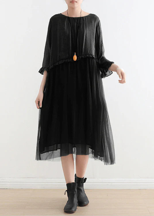 2022 Blue Tulle Maxi dresses patchwork chiffon Summer Dresses - Omychic