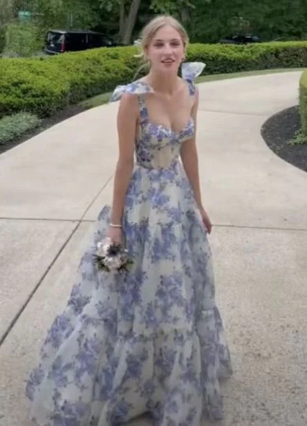 Modern A-line Straps Long Evening Prom Dresses, Custom Sweetheart Prom Dress - View 3 | VelvetHem