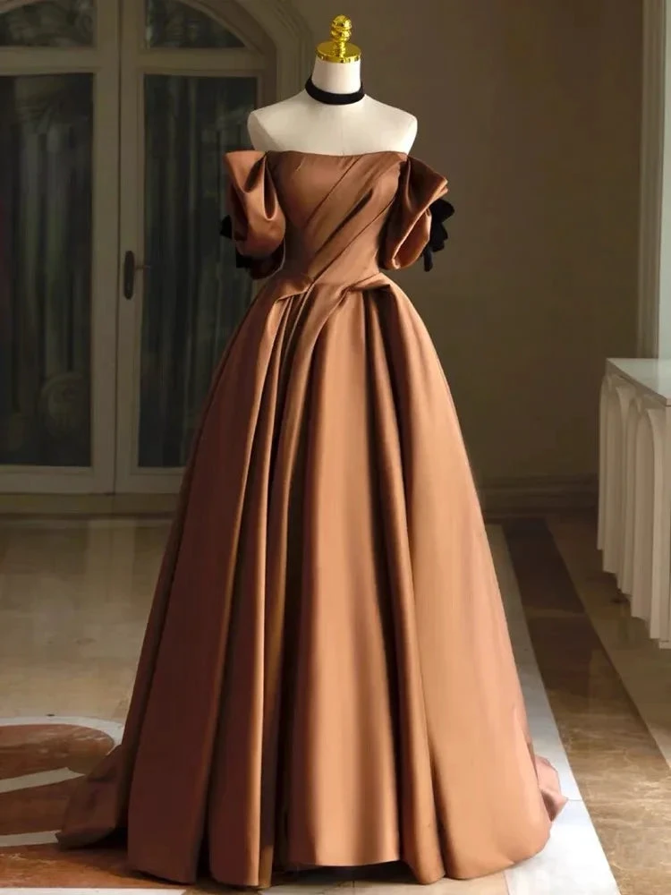 Satin Bridal Dress,Off Shoulder Wedding Dress, Vintage Wedding Dress Y4963 by simplepromdress