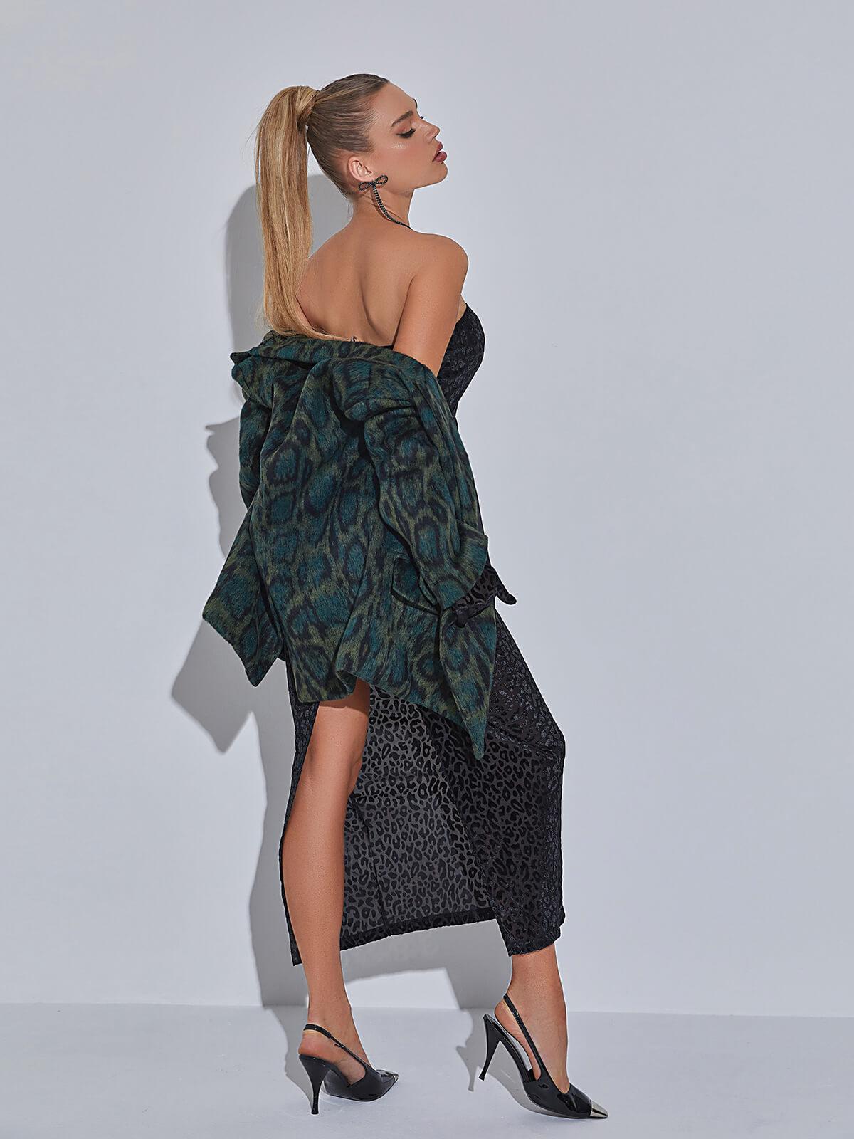 Gianna Leopard Print Bodycon Maxi Dress With Gloves