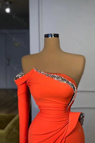 Glamorous Long Off-the-shoulder  Split Prom Dress With Long Sleeve