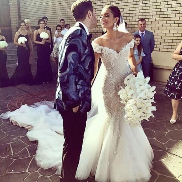 Glamorous Off Shoulder Lace Beach Wedding Dresses | Sexy Mermaid Bridal Gowns