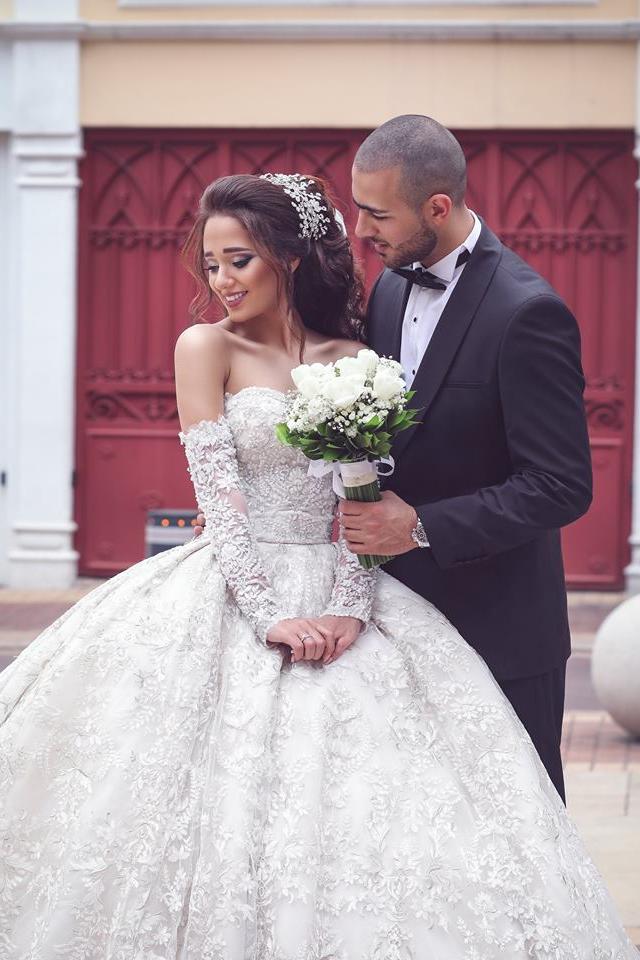 Glamorous Sweetheart Lace Wedding Dresses | Bridal Ball Gowns with Sleeves