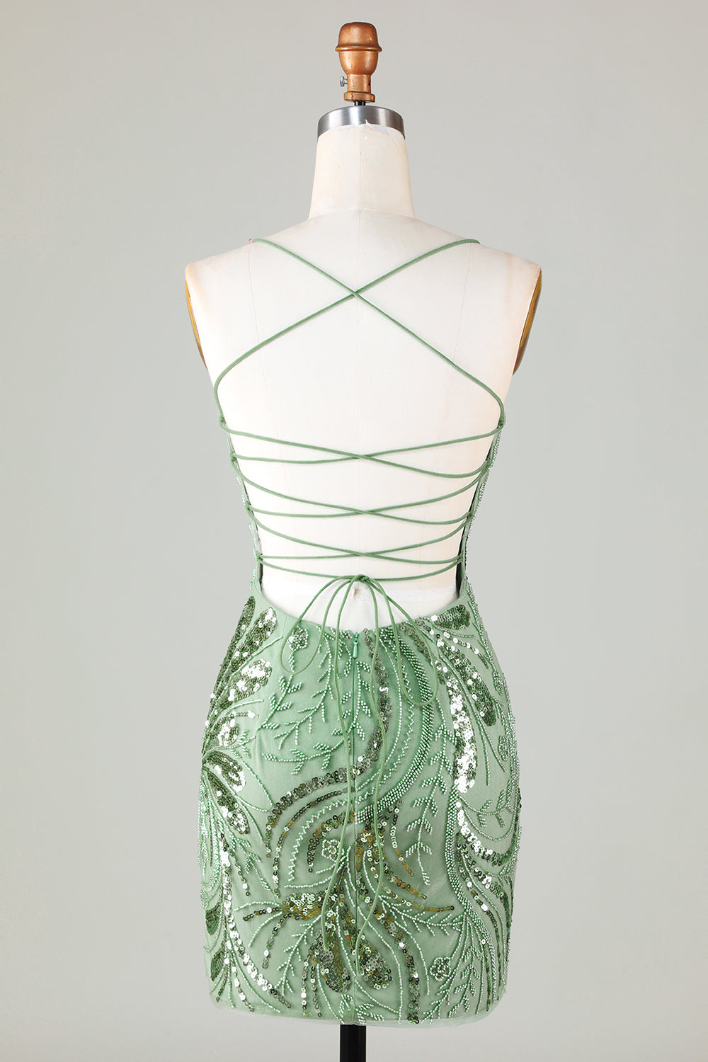 Glitter Green Homecoming Dresses Sequin Tight Beaded Short Cocktail Dresses