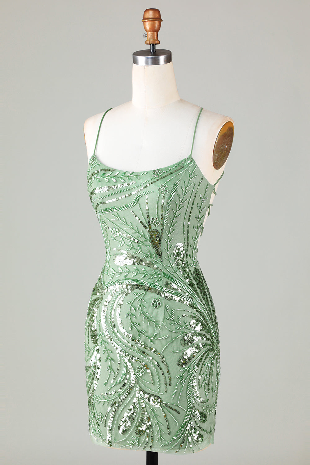 Glitter Green Homecoming Dresses Sequin Tight Beaded Short Cocktail Dresses