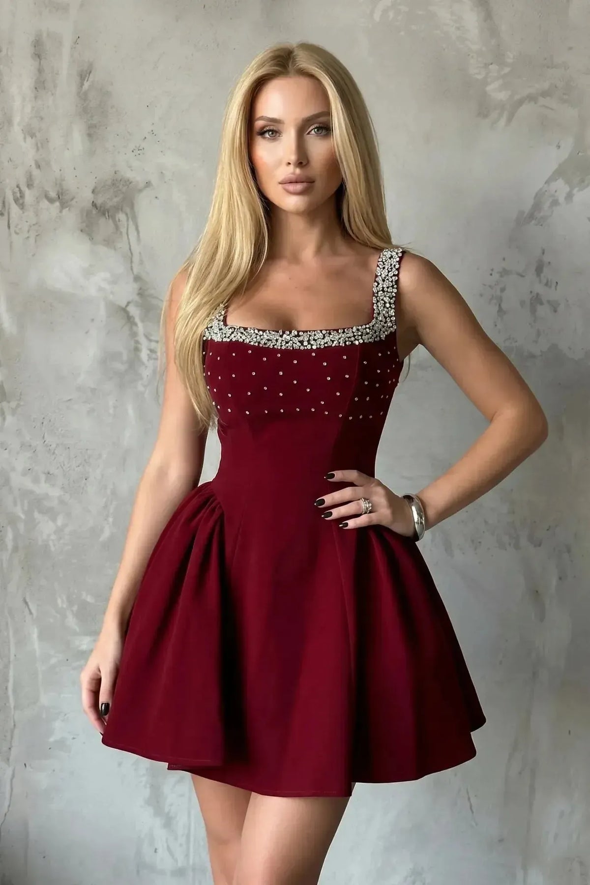 Suzhoufashion Glitter Mesh Mini Dress with Tiered Ruffles Homecoming Dresses