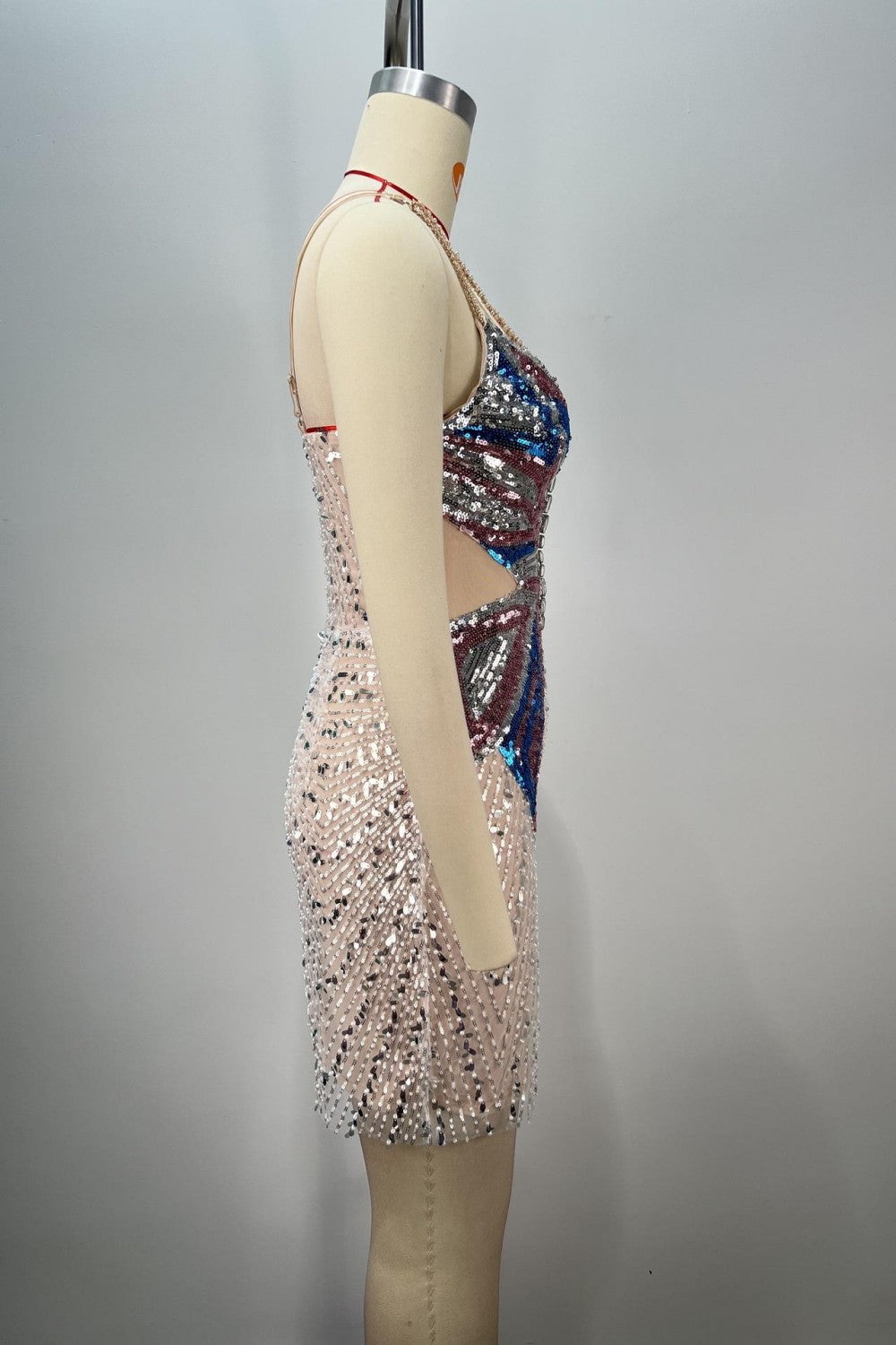 Glittering Butterfly Rhinestone Bodycon Homecoming Dress with Cutout Sides - View 4 | VelvetHem