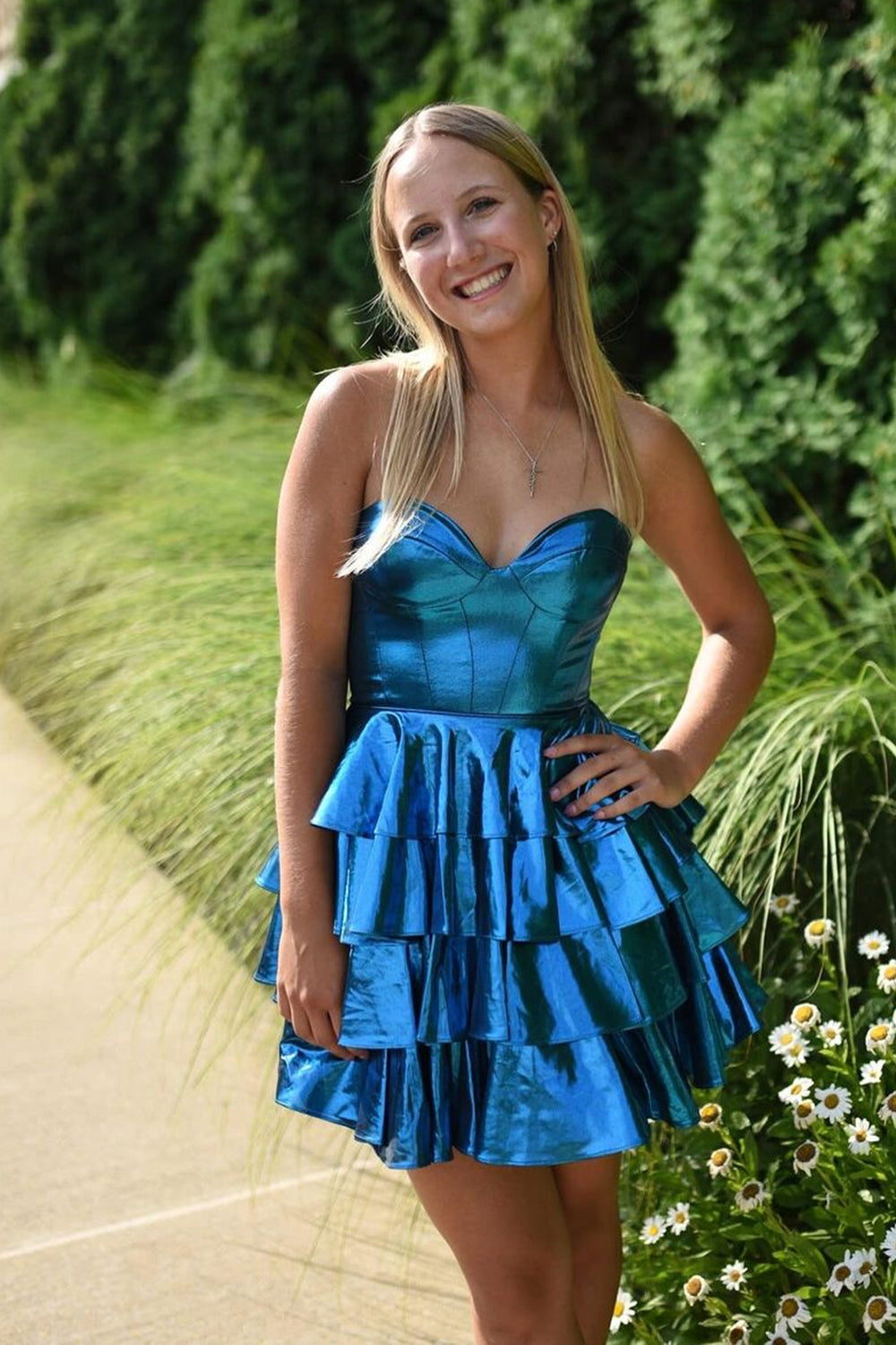 Golden Homecoming Dresses A Line Corset Short Cocktail Dresses With Ruffles