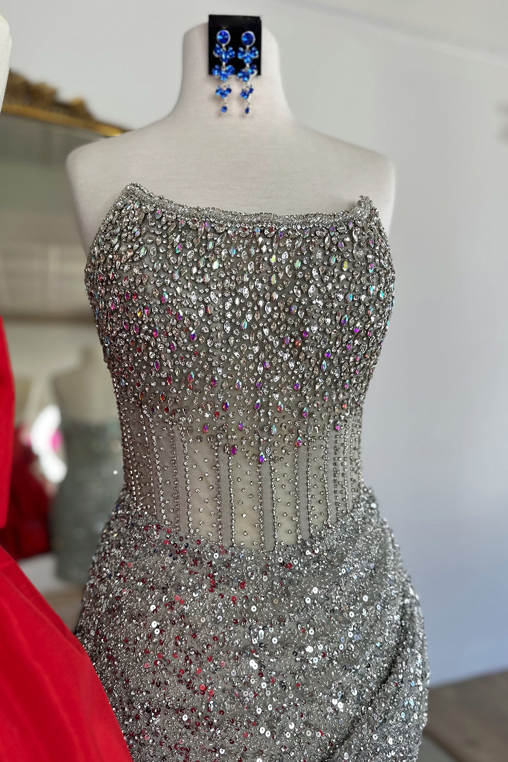 Golden Homecoming Dresses Corset Beaded Strapless Tight Short Cocktail Dresses