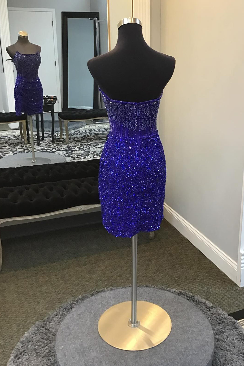 Golden Homecoming Dresses Corset Beaded Strapless Tight Short Cocktail Dresses