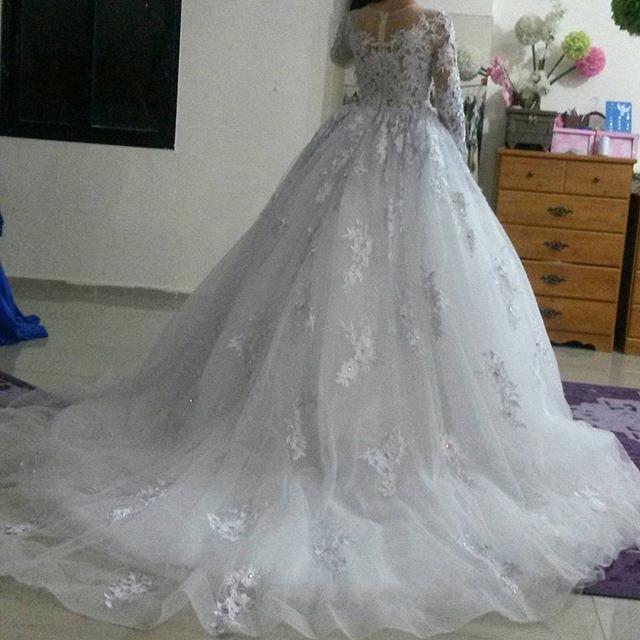 Gorgeous Long Sleeve Lace Princess Dress A-Line Tulle  Wedding Dress WE0011