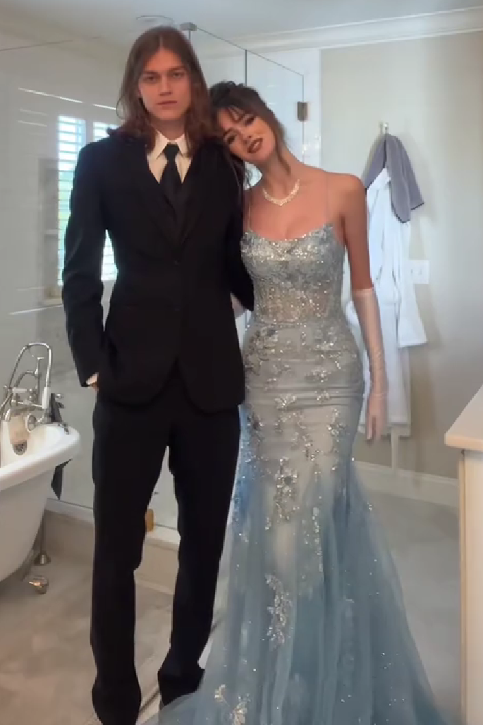 Suzhoufashion Mermaid Spaghetti Straps Grey Blue Long Prom Dress With Appliques Formal Evening Gown