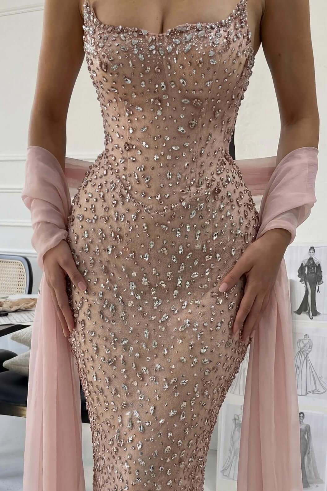 Strapless Sleeveless Long Mermaid Evening Formal Dress With Beading