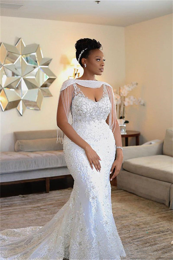 Gorgeous Off-The-Should Beading Appliques Wedding Dresses | Mermaid Sexy Bridal Dresses