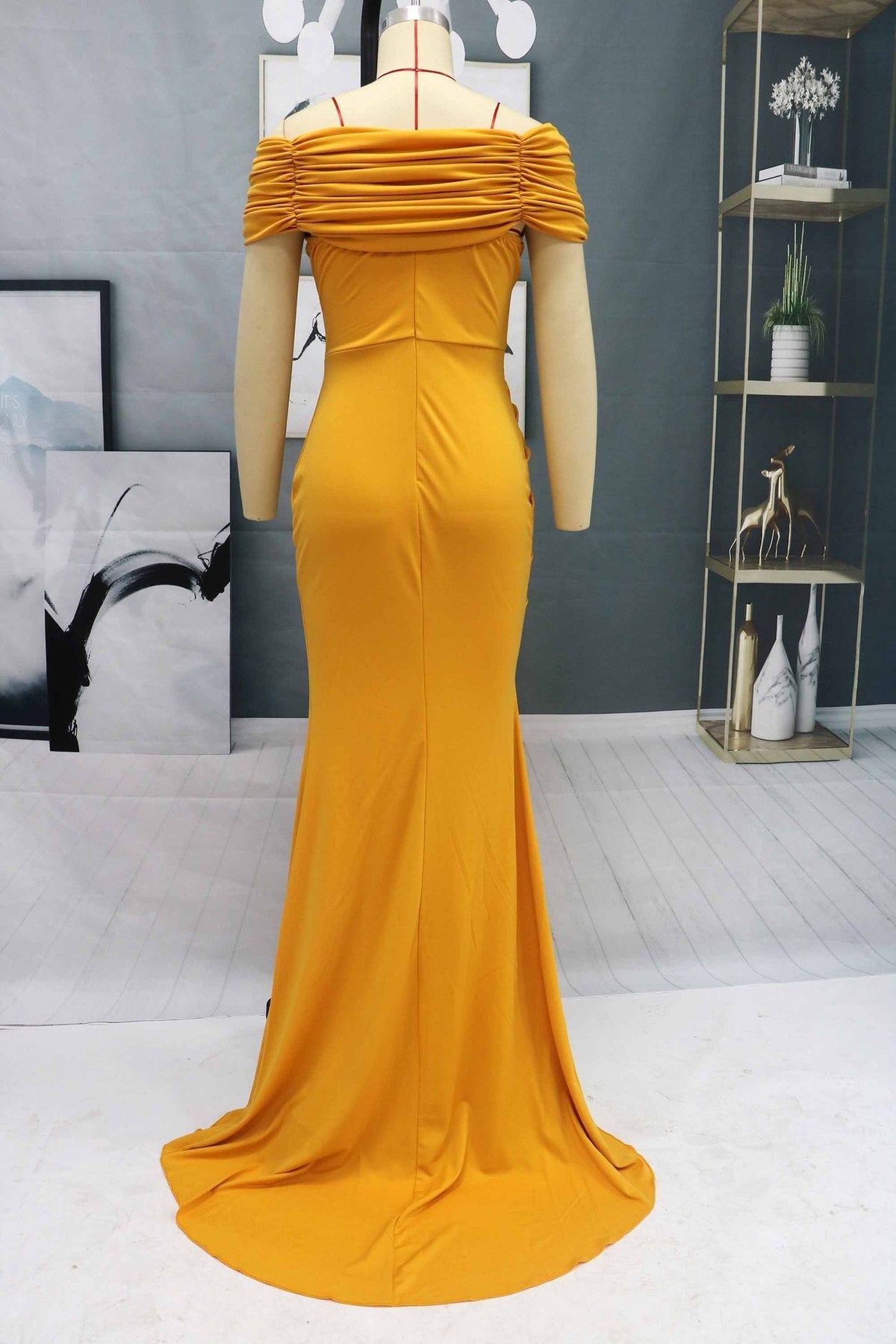 Gorgeous Off-the-Shoulder Mermaid Evening Dress Long Slit Online