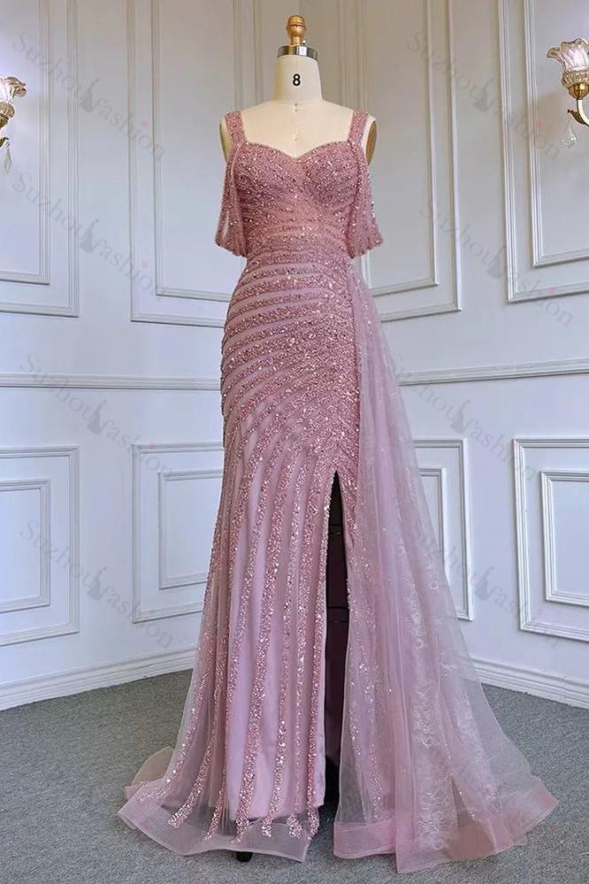 Gorgeous Off the Shoulder Prom Dress Champagne Bead Embroidery Princess Evening Formal Dress